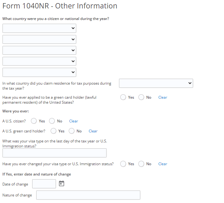 1040-NR Questions