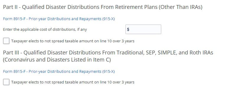 Diaster-Related Early Distributions via Form 8915