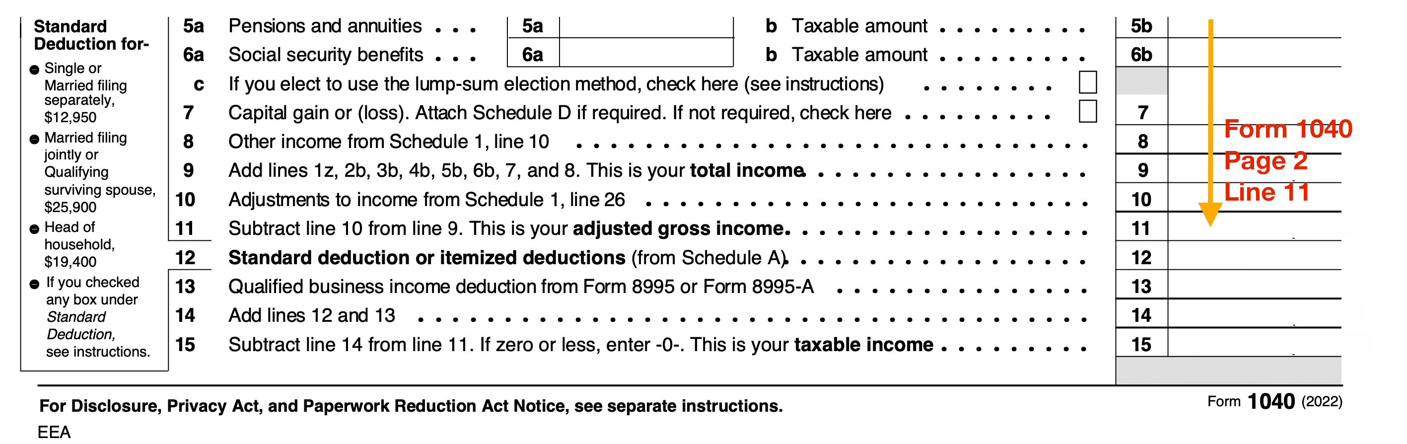 Form 1040 AGI