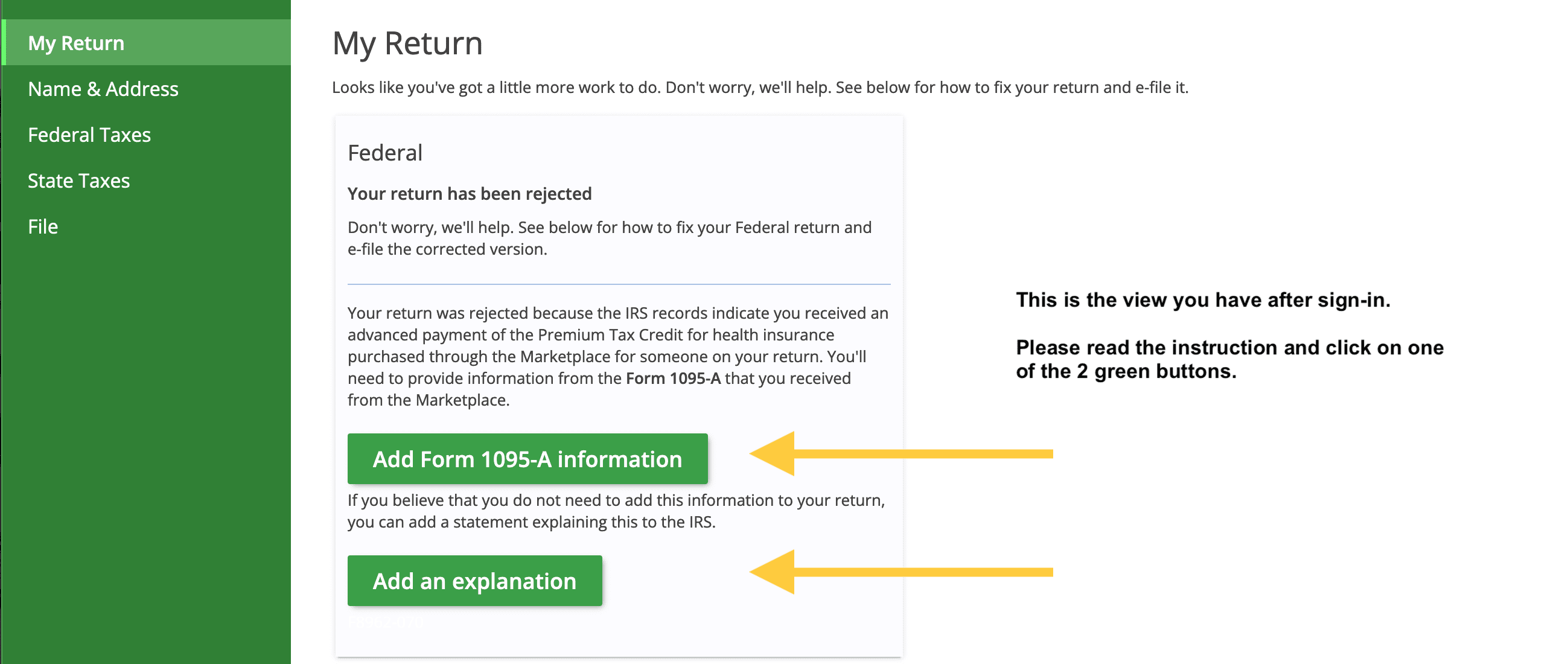 IRS Rejection Code F8962070 Form 8962 Premium Tax Credit